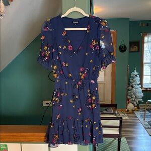 Express Blue Floral Mini Dress